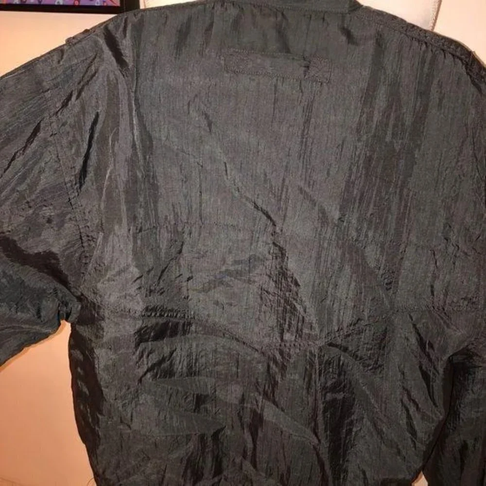 Urban Equipment Windbreaker Jacket Mens Large L Vintage Nylon Black Zipper Snaps